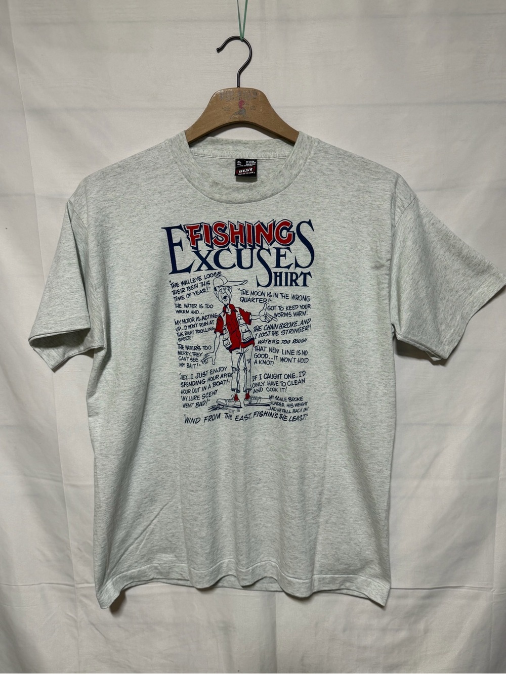 Vintage Fishing Excuse T-shirt VTG 90s Cartoon Funny Comedy Single Stitch XLarge